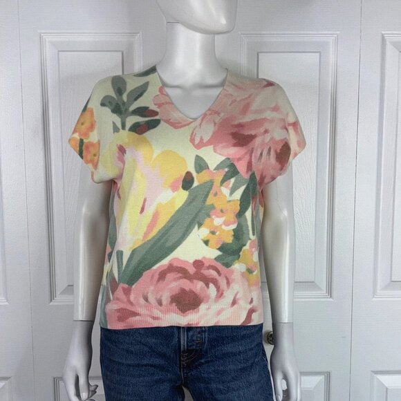 JOIE women's floral short-sleeved knitted sweater XS - Picture 1 of 2